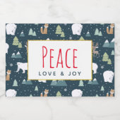 Patroon voor vredesliefde en vreugdevolle kerstdie voedselcontainer etiket (Enkel label)