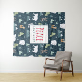 Patroon voor vredesliefde en vreugdevolle kerstdie wandkleed (In Situ (horizontaal))