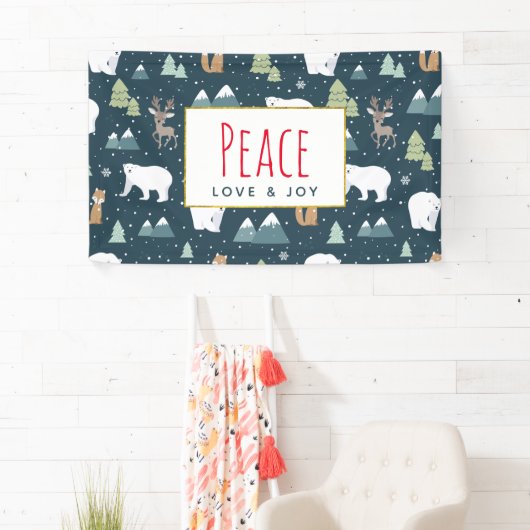 Patroon voor vredesliefde en vrolijk kerstfeest spandoek (Insitu)