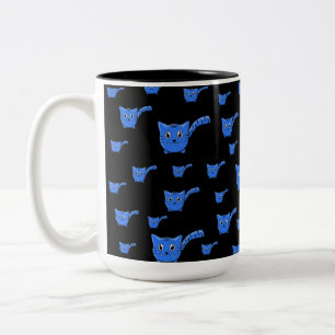 Patroon voor zwart en blauw Kat Tweekleurige Koffiemok