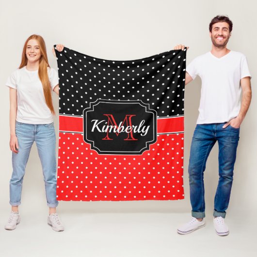 Patroon voor zwarte en rode Stippen Fleece Deken (In situ)