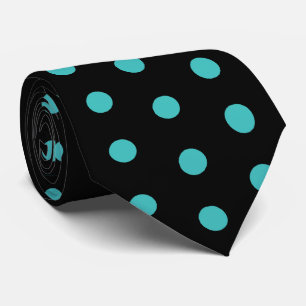 Patroon voor zwarte en Turquoise Blue Polka-punten Stropdas