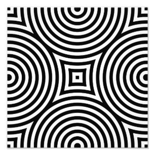 Patroon voor zwarte en witte, centrieke cirkels foto afdruk