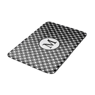 Patroon voor zwarte en witte chequebord met monogr badmat