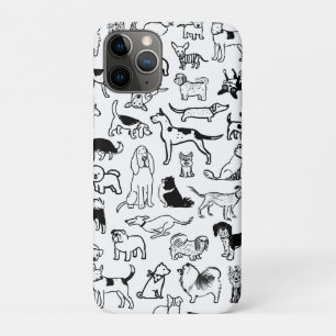 Patroon voor zwarte en witte honden  Cute Canine L iPhone 11 Pro Hoesje