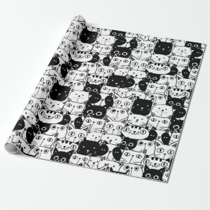 Patroon voor zwarte en witte katten cadeaupapier