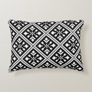 Patroon voor zwarte en witte kerstschilfers decoratief kussen