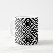 Patroon voor zwarte en witte kerstsnowflakes koffiemok (Voorkant links)