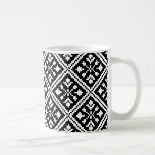 Patroon voor zwarte en witte kerstsnowflakes koffiemok