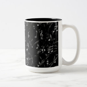 Patroon voor zwarte en witte Muzieknoten Tweekleurige Koffiemok