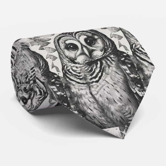 Patroon voor zwarte en witte struikvogels stropdas (Opgerold)