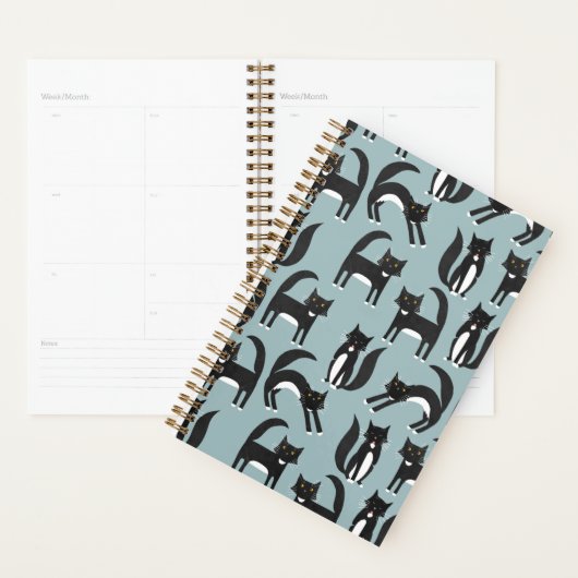 Patroon voor zwarte en witte tuxedo Kitty Cats Planner (Display)