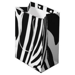 Patroon voor zwarte en witte Zebra-strepen Medium Cadeauzakje