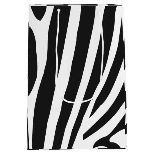 Patroon voor zwarte en witte Zebra-strepen Medium Cadeauzakje (Achterkant)