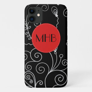 Patroon voor zwarte en witte zWIELEN, monogram iPhone 11 Hoesje