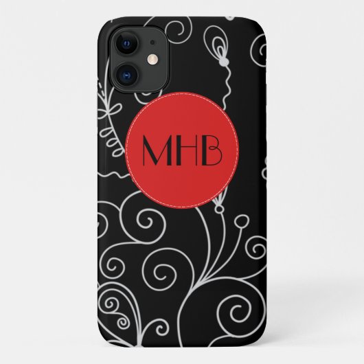 Patroon voor zwarte en witte zWIELEN, monogram Case-Mate iPhone Case (Achterkant)