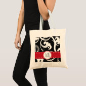 Patroon voor zwarte en witte zWIELEN, monogram Tote Bag (Voorkant (product))