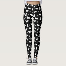 Patroon voor zwarte katten en schilderafdrukken leggings