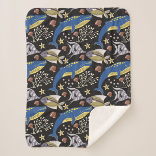 Patroon waterdieren   leven onder water 17 sherpa deken