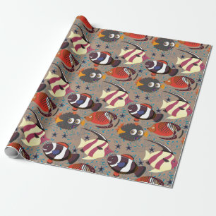 Patroon waterdieren leven onder water in de ocea cadeaupapier