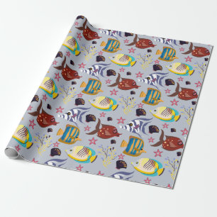 Patroon waterdieren leven onder water in de ocea cadeaupapier