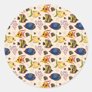 Patroon waterdieren leven onder water in de ocea ronde sticker
