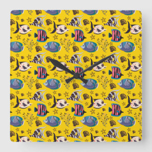 Patroon waterdieren   leven onder water in de ocea vierkante klok