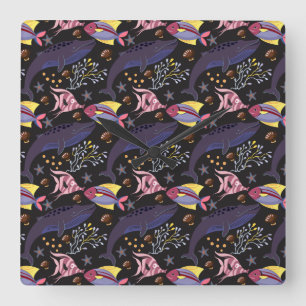 Patroon waterdieren   leven onder water in de ocea vierkante klok