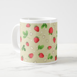 patroon waterverf aardbeien grote koffiekop