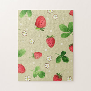 patroon waterverf aardbeien legpuzzel