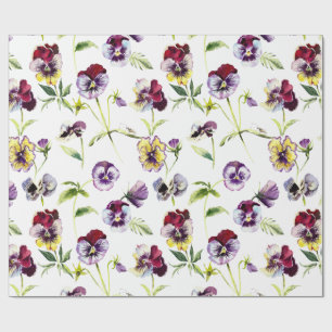 Patroon Waterverf Pansies Cadeaupapier
