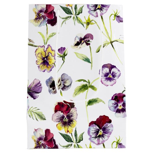 Patroon Waterverf Pansies Medium Cadeauzakje (Achterkant)