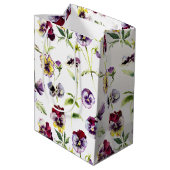Patroon  Waterverf Pansies Medium Cadeauzakje (Achterkant Gekanteld)