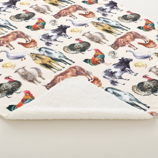 Patroon waterverf van landbouwhuisdieren sherpa deken (3/4)