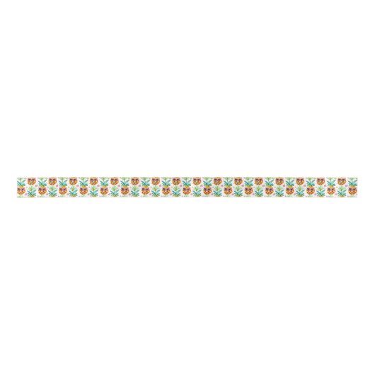 Patroon waterverven ananas en bloemen lint (Voorkant)