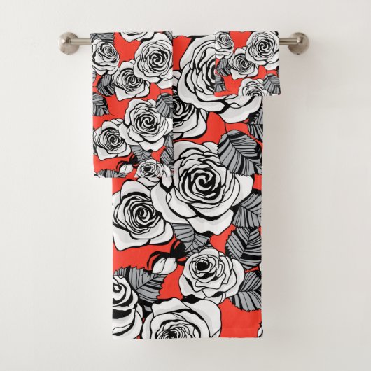 patroon witte rozen bad handdoek (Insitu)