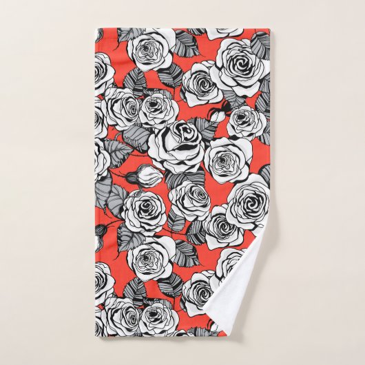 patroon witte rozen bad handdoek (Handdoek)