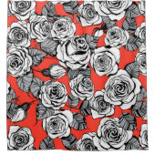 patroon witte rozen douchegordijn (Voorkant)