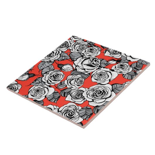 patroon witte rozen tegeltje (Zijkant)