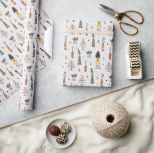  patroon Xmas boom grijs en groen schattig Cadeaupapier