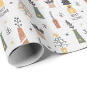 patroon Xmas boom grijs en groen schattig Cadeaupapier (Rol Hoek)