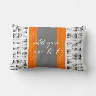 patroon zwart wit en oranje boho voegen tekst toe kussen