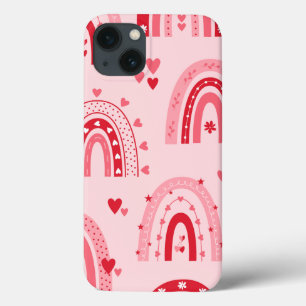 Patroonachtergrond Valentijn 2023 met hartliefde iPhone 13 Hoesje