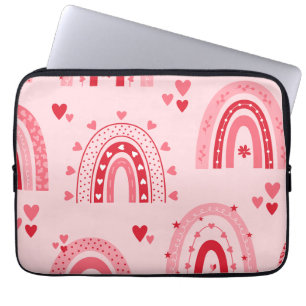 Patroonachtergrond Valentijn 2023 met hartliefde Laptop Sleeve