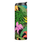 Patroonbloem Tropical Flowers Leaves Thermosbeker (Gedraaid links)