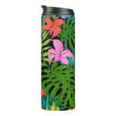 Patroonbloem Tropical Flowers Leaves Thermosbeker (Geroteerd rechts)