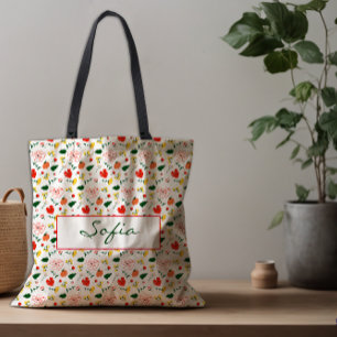 Patroonbloemen rode papaver canvas tas