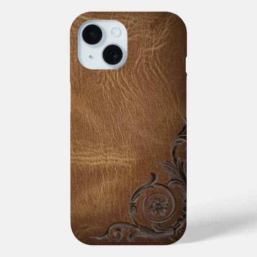 patroonbruin Western leder Case-Mate iPhone Case (Achterkant)