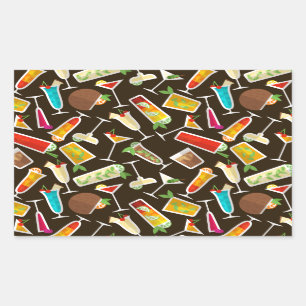 Patrooncocktail en lange drink, cocktailbar rechthoekige sticker