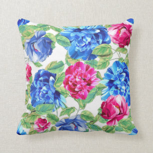  patroondraad van Bright Roze en Blauwe Floral P Kussen